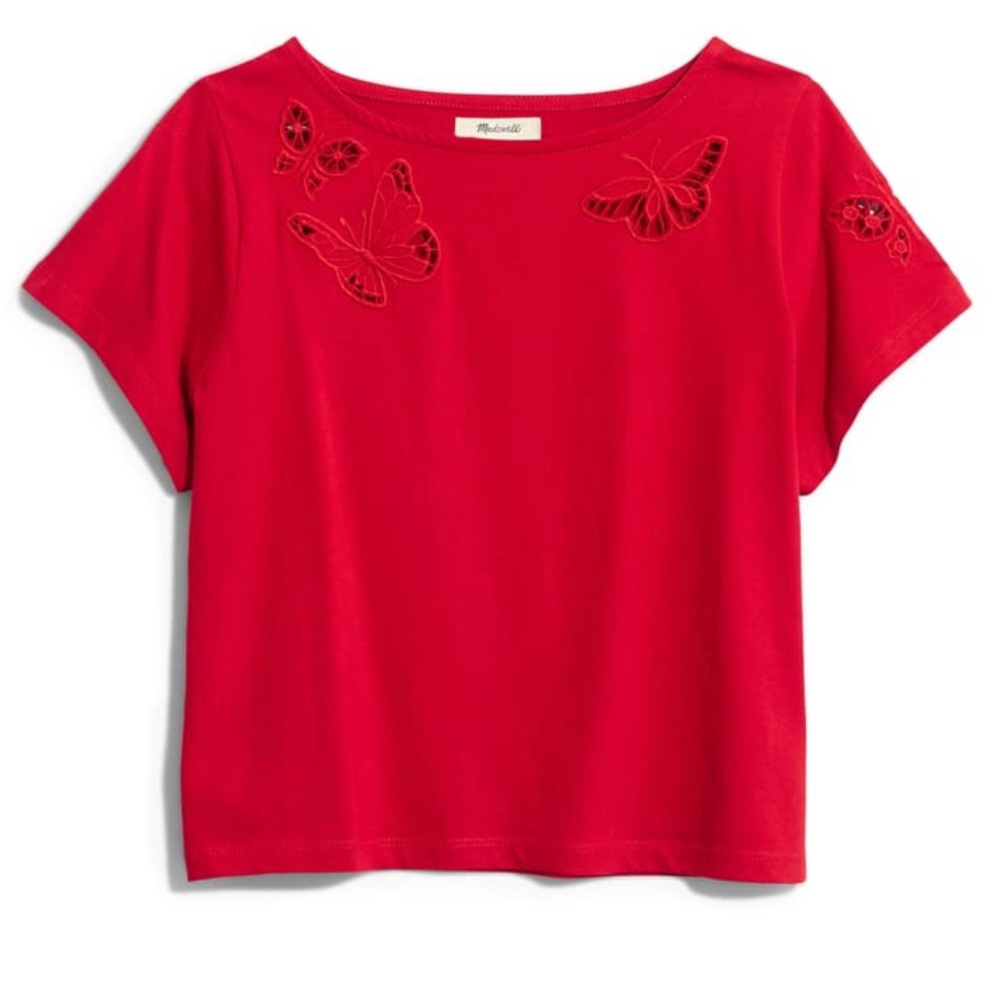 Madewell butterfly cut out crop top